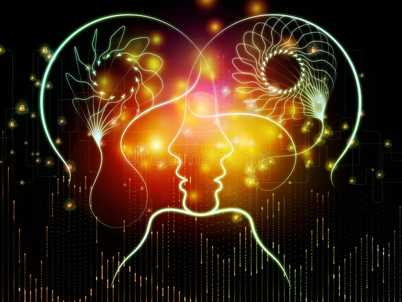 Image of two minds joining, representing the various styles that poker players may use.