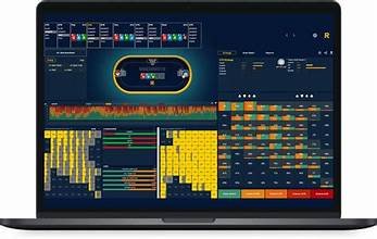 Image of a computer screen, with a live online poker game being played.